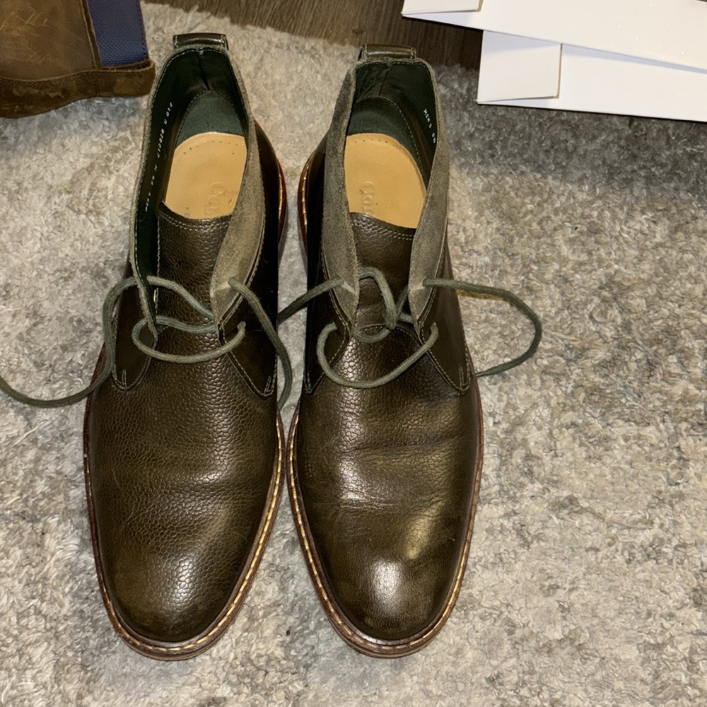 Cole haan/ Nike collab. Leather/ olive suede, lug, 8.5 boot